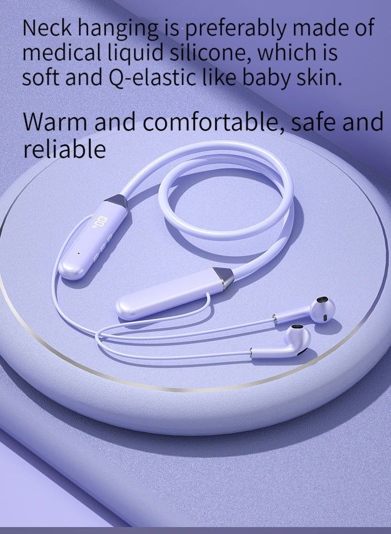 GELESE Bluetooth Neck Sports Wireless Headphones Dual Half In-Ear Universal Ultra Long Standby Purple - Image 3