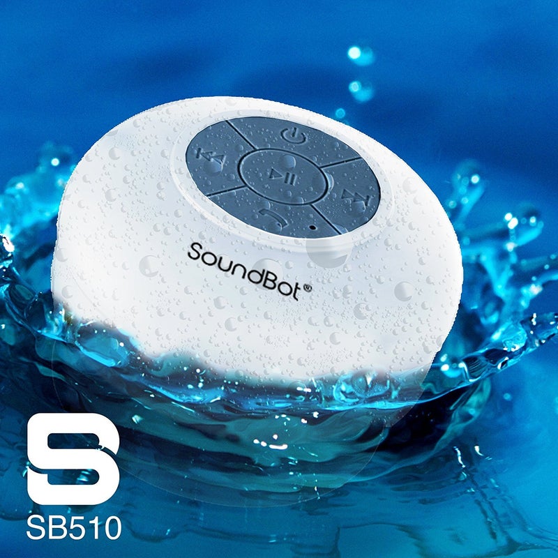 SoundBot سماعة شاور بلوتوث 4.0 مقاومة للماء من SoundBot® SB510 HD، سماعة محمولة مع ميكروفون مدمج، 6 ساعات من وقت التشغيل، أزرار تحكم وكوب شفط مخصص للاستحمام (أبيض) - Image 5