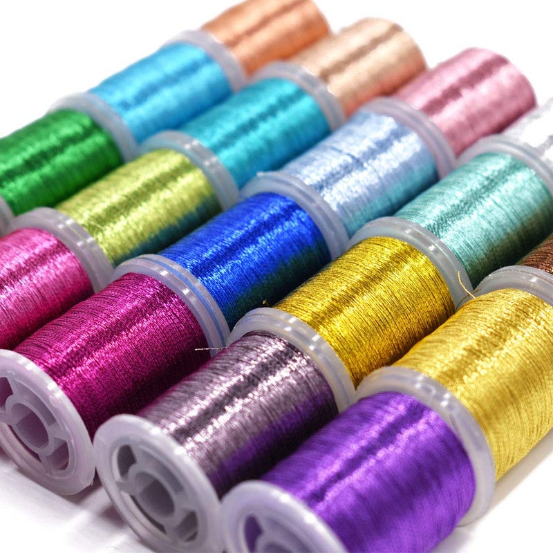 PHECDA PROFLY 20PCS Metallic Yarn Thread for Steelhead or Body of Nymph Fly Tying Materials Standard Spool (20pcs Metallic Colors-Set A) - Image 4