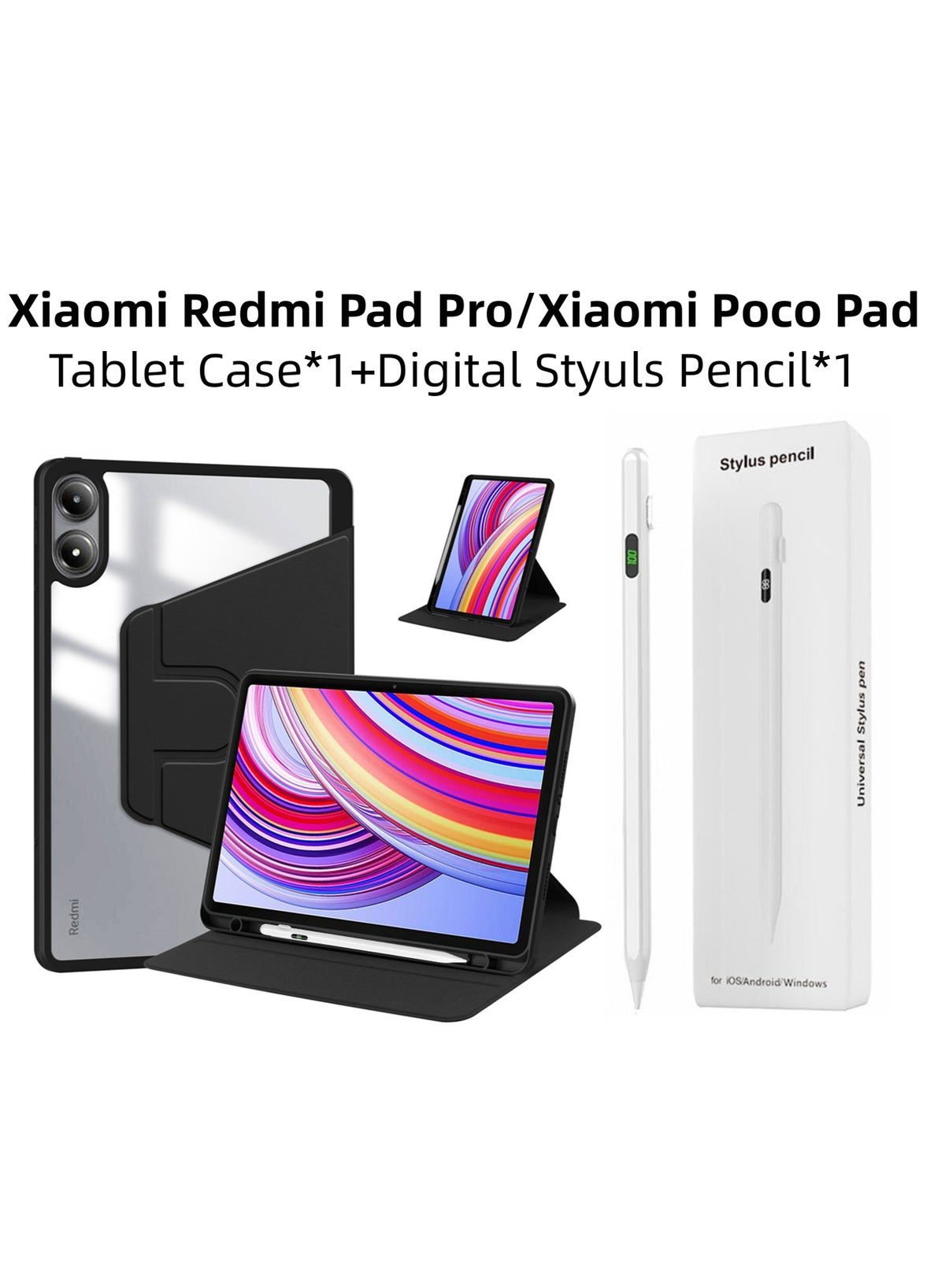 Fankalo Tablet Case and Digital Stylus Pencil for Xiaomi Redmi Pad Pro/Xiaomi  Poco Pad 12.1inch,360 Degree Swivel Stand Folio Flip Smart Tablet  Cover,Magnetic Digital Display, Continuous Touch Handwriting Pen | Best  Price
