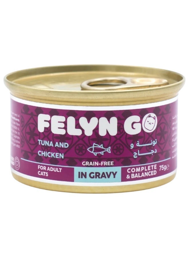 Felyn Go C&B Tuna & Chicken in Gravy – Complete Wet Cat Food 6x 75g - Image 1