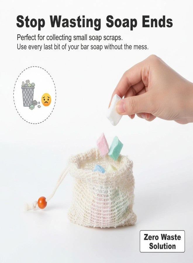 Bruislard 5 Pcs Soap Bar Bags Natural Sisal Bar Soap Sock Saver Net Loofah Pouch Exfoliating Foaming Mesh Quick-Drying Net for Shower - Image 5