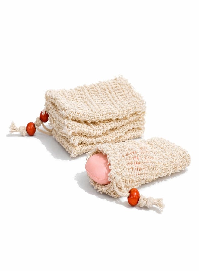 Bruislard 5 Pcs Soap Bar Bags Natural Sisal Bar Soap Sock Saver Net Loofah Pouch Exfoliating Foaming Mesh Quick-Drying Net for Shower - Image 1