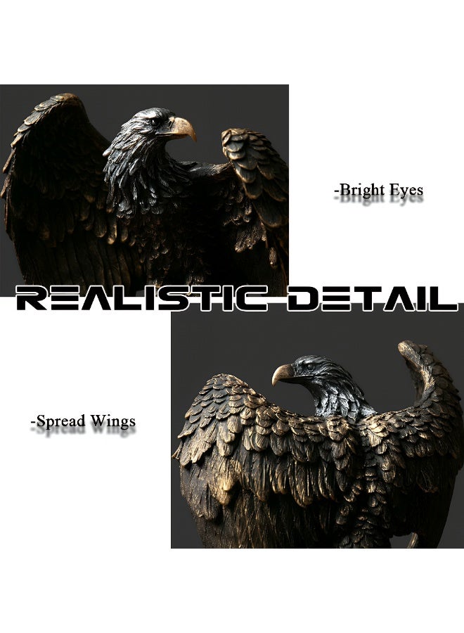 المي هومي تمثال نسر ديكوري – مجسم نسر فخم للمنزل، ديكور مكتب، غرفة المعيشة، الفندق والمطعم – قطعة ديكور طاولة فاخرة وهدية مميزة – مقاس 26 × 19 × 13 سم - Image 3