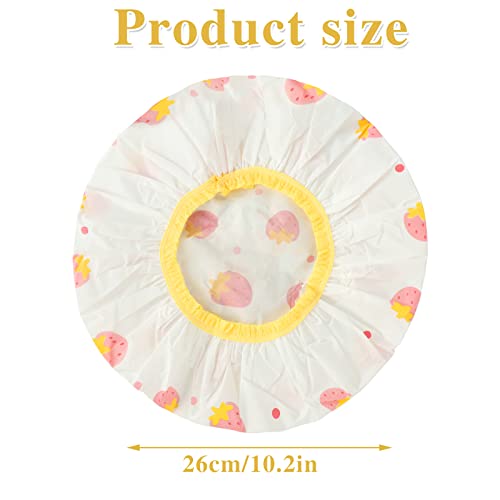 Pengxiaomei Waterproof Shower Caps, 3 Pcs Plastic Reusable Shower Caps Elastic Band Bath Caps for Women, Kids (Food) - Image 2