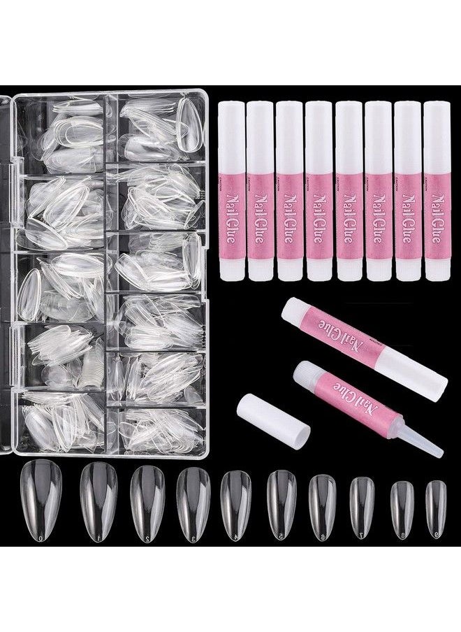 Almond Clear Nail Tips With 10Pcs Nail Glue 500Pcs Acrylic Nails Full Cover For Diy Nail Art - pzsku/Z0665F908F04354118EB9Z/45/_/1683269517/4c05e9ec-3a5c-49fa-b75b-a543dc720e35