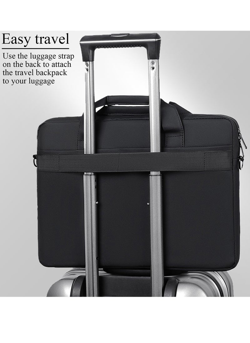 Qiccijoo Qiccijoo Laptop Bag for Men or Women 15.6 Inch Computer Bag Briefcase Laptop Case Shoulder Bag with Strap Computer Cases Messenger Bag handbag for Travel/Business(Black)  - Image 5