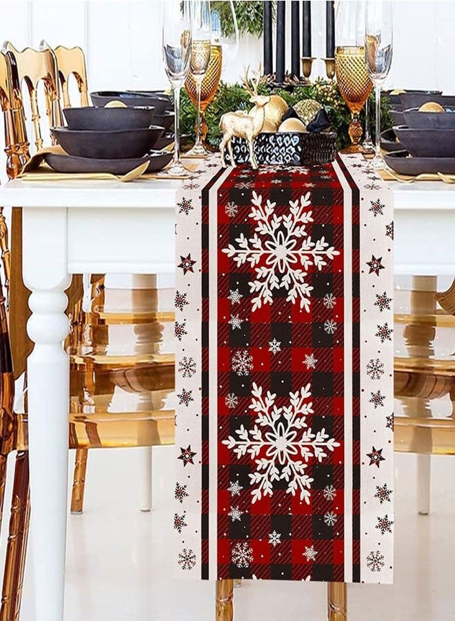 وهاواي Christmas Table Runner 13x72 Inch, Red Snowflake Table Decors for Seasonal Winter Xmas Holiday Home Kitchen Dining Party Indoor Outdoor - Image 4