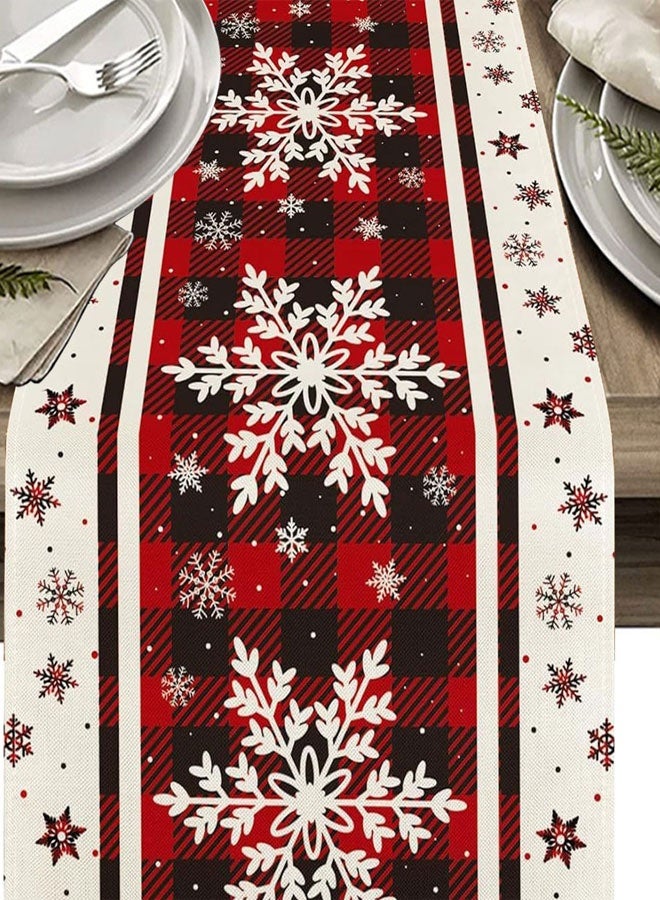 وهاواي Christmas Table Runner 13x72 Inch, Red Snowflake Table Decors for Seasonal Winter Xmas Holiday Home Kitchen Dining Party Indoor Outdoor - Image 1