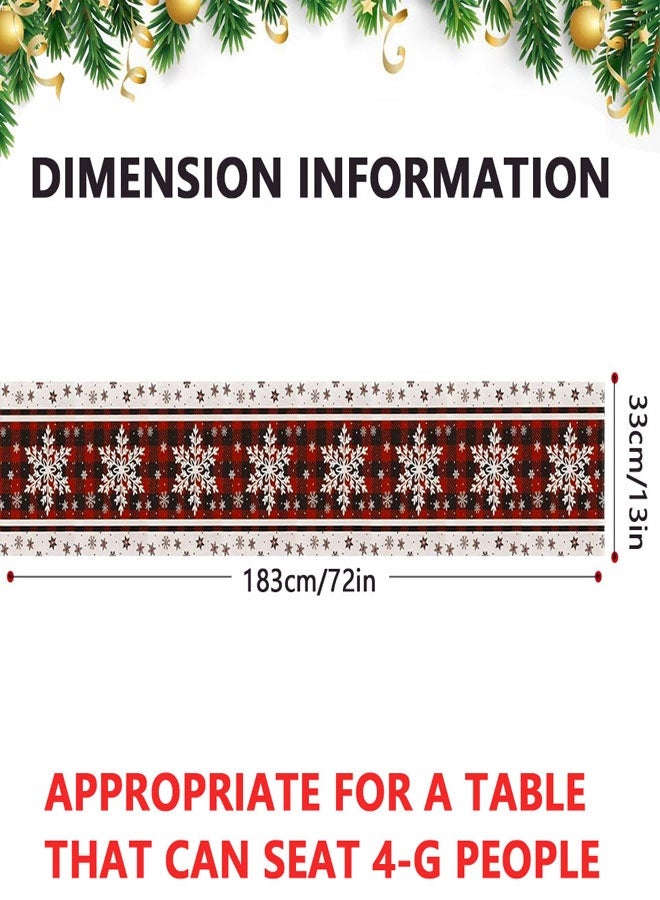 وهاواي Christmas Table Runner 13x72 Inch, Red Snowflake Table Decors for Seasonal Winter Xmas Holiday Home Kitchen Dining Party Indoor Outdoor - Image 2