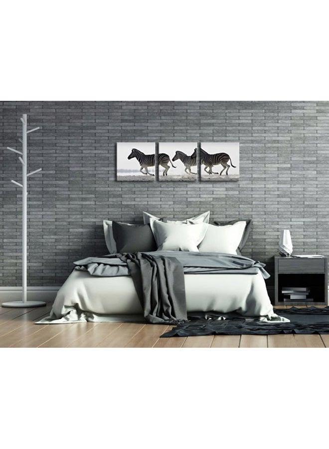 Pyradecor Zebra Canvas Prints Wall Art Black and White Animals Pictures Paintings for Living Room Bedroom Bathroom Home Decorations 3 Piece Modern Stretched and Framed Giclee Horse Artwork - Image 2