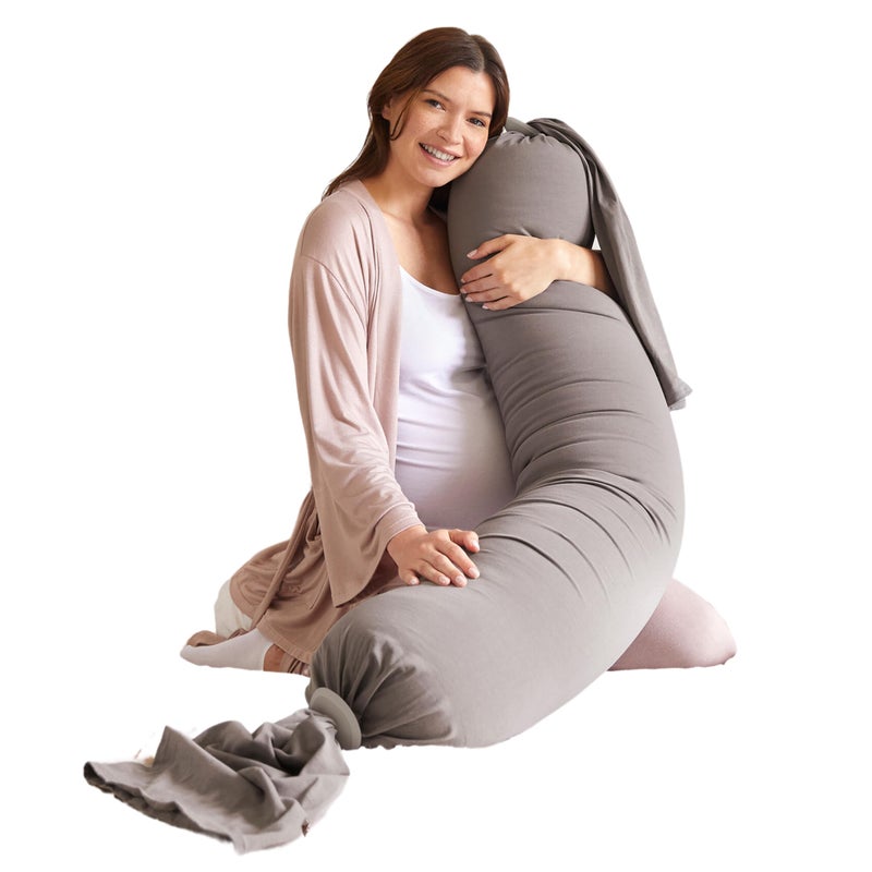 bbhugme Adjustable Pregnancy Pillow Full Body Support for Side Sleeping Adjustable Firmness and Shape Supports Back Legs Belly HIPS for Pregnant Women Removable Cover Stone