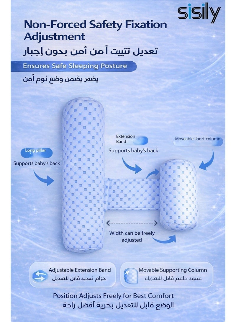 Sisily Baby Side Sleeping Pillow - Adjustable Anti-Rolling Baby Pillow with Cooling Fabric, Prevents Spitting Up & Ensures Safe Sleep - Image 4