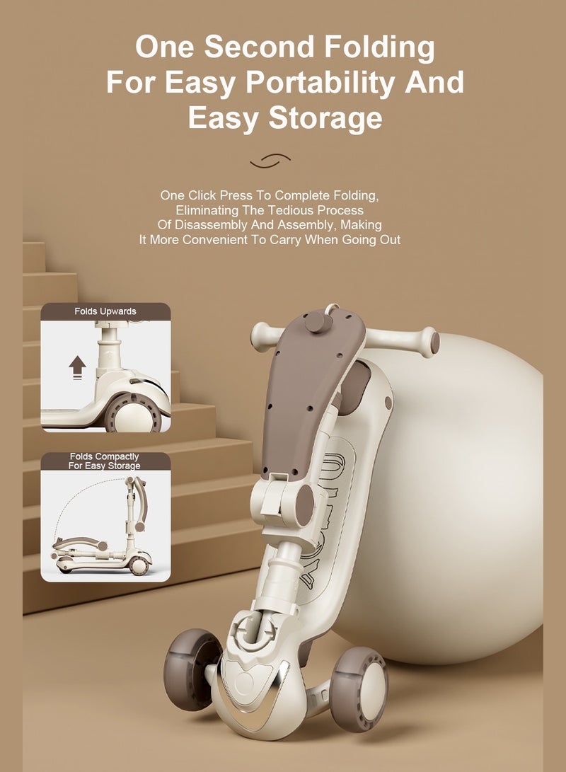 ما بيبي سكوتر للأطفال قابل للطي بلمسة واحدة 6 في 1 للأطفال من عمر 1 إلى 3 إلى 6 سنوات، خفيف الوزن وسهل الحمل - Image 2