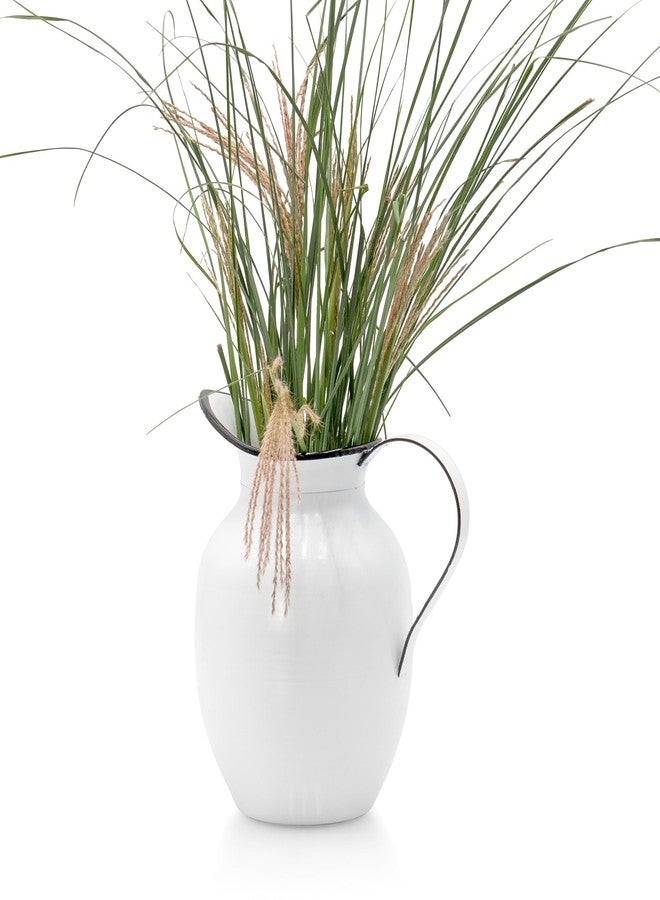Red Co. 9.5” Decorative Vintage Metal Centerpiece Flower Vase with Handle, White/Black Rim - Image 4