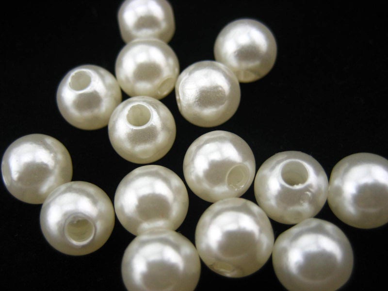 50pcs of White 8mm White Space Beads Faux Imitation Pearl Beads Craft Jewellery Making
