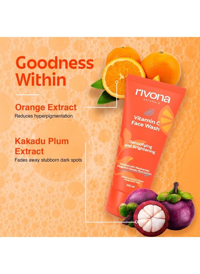 RIVONA NATURALS Vitamin C Face Wash With Niacinamide & Orange, Kakadu Plum| For Women & Men 100Ml- Toxin-Free & Oil-Free Face Wash For Acne-Prone, Dry & Oily Skin  - Image 2