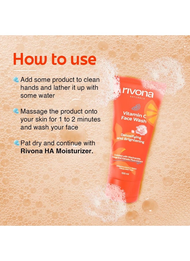 RIVONA NATURALS Vitamin C Face Wash With Niacinamide & Orange, Kakadu Plum| For Women & Men 100Ml- Toxin-Free & Oil-Free Face Wash For Acne-Prone, Dry & Oily Skin  - Image 5