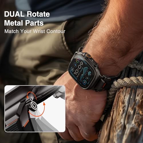 ULTIMAL Compatible with Apple Watch Ultra 3/2/1 band 49mm/46mm/45mm/44mm for Men, Silicone Strap with Durable Stainless Steel Buckle for Apple Watch Ultra 3/2/1 Series 11/10/9/8/7/6/5/4/3/SE3/SE2/SE (Black/Black) - Image 4