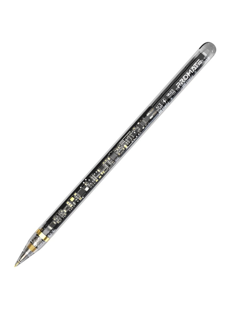 PROMATE Transparent Stylus Pencil With Magnetic Wireless Charging, 8-Hour Battery Life, Replaceable Nib, Palm Rejection And Tilt Recognition For iPad Pro 11/12.9, iPad 10/9/8/7/6 Black - Image 1