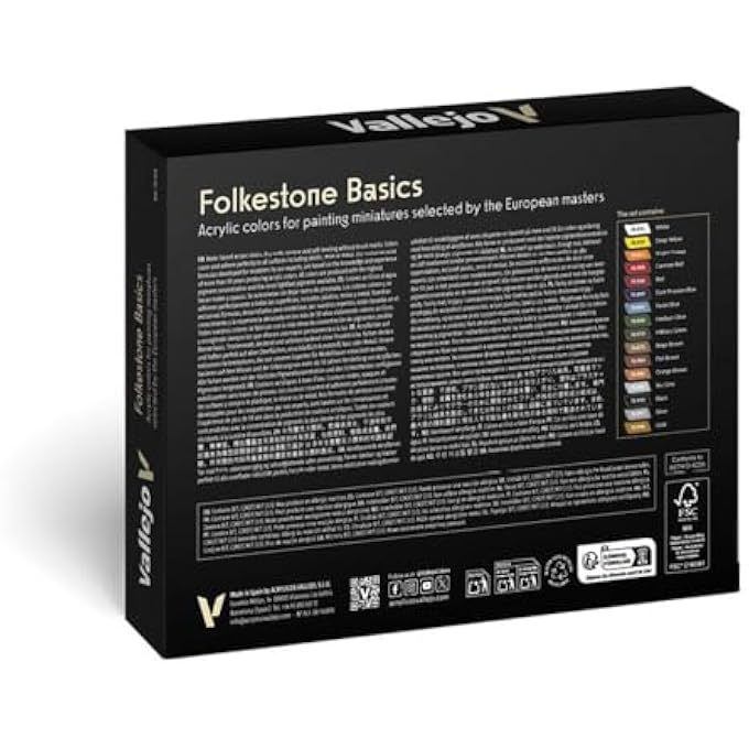 Vallejo 70101 - MODEL COLOR FOLKSTONE BASICS ACRYLIC PAINT SET - 16 X ASSORTED 17MILLIMETER COLOUR, BEIGE/BLUE/BROWN/GOLD/GREEN/GREY/ORANGE/RED/SILVER/YELLOW - Image 3