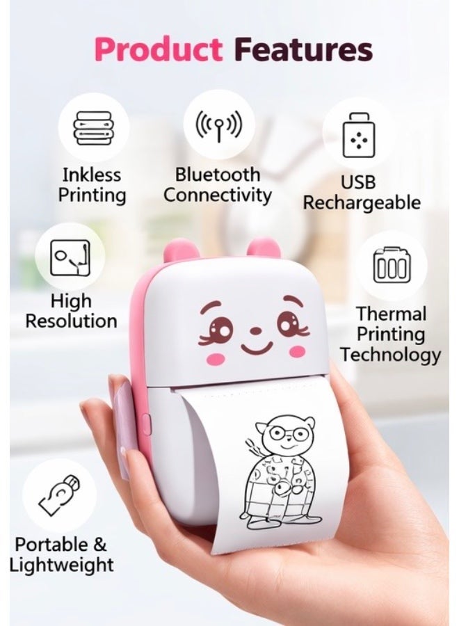 Mini Portable Thermal Printer – Wireless Bluetooth Inkless Printer, Rechargeable, 57mm Paper, Compatible with iOS & Android - Image 3
