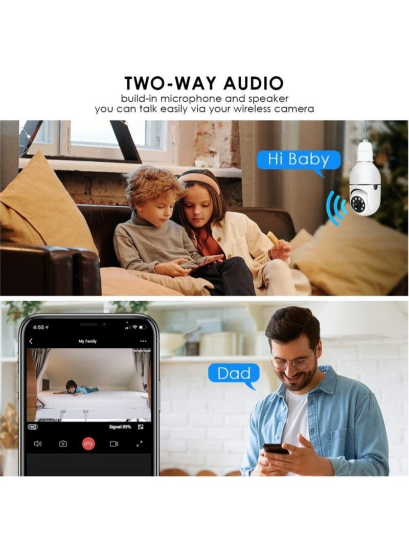 ELTRAZONE 4Pack HD 1080P Wireless Light-Bulb Security Camera, Work with 2.4ghz&5ghz WiFi, Motion Auto Tracking, 2 Way Audio, Spotlight Night Vision, E27 Screw-in CCTV Camera (4pcs) - Image 5