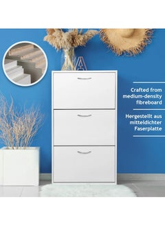 Roman Gifts 3 Drawer Shoe Cabinet Cupboard Shoe Storage Organiser Pull Down Wooden Furniture Unit  - Image 5