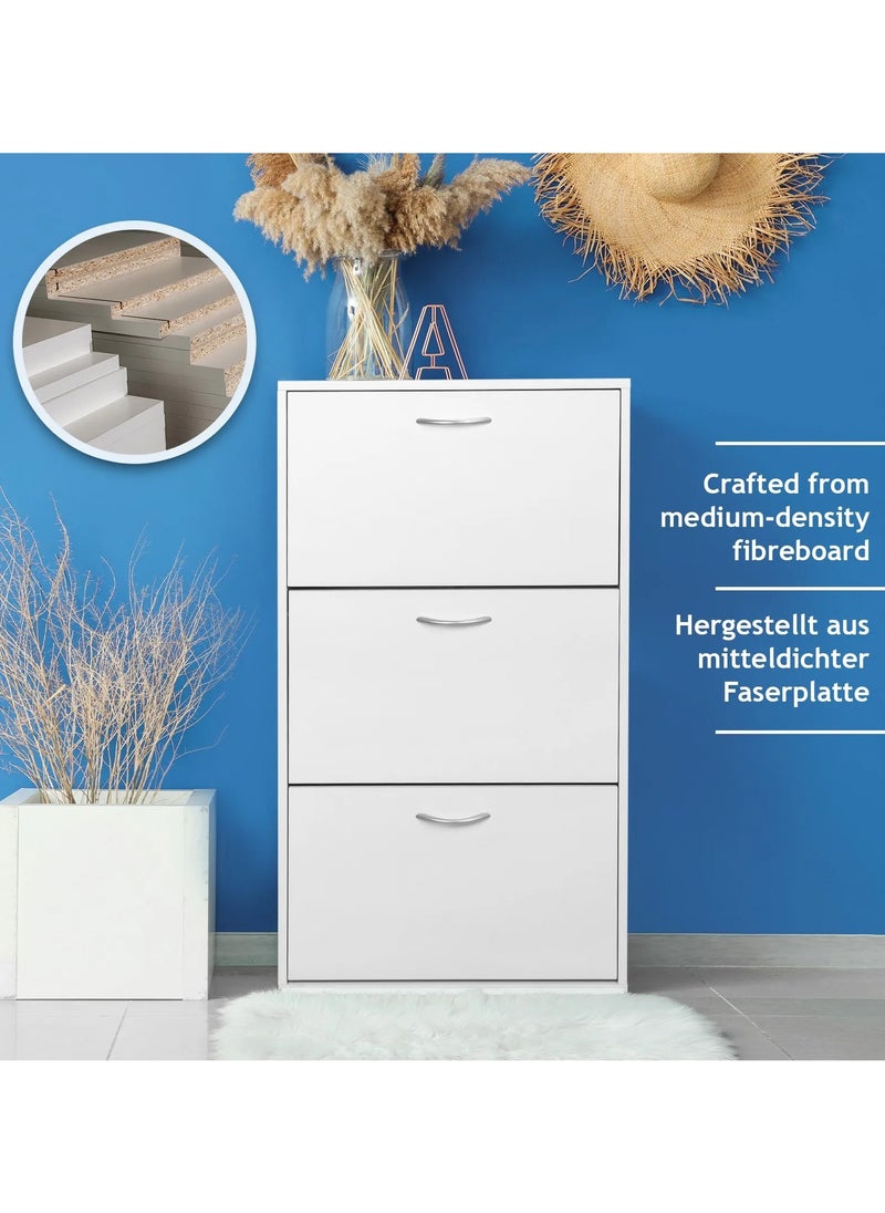 Roman Gifts - 3 Drawer Shoe Cabinet Cupboard Shoe Storage Organiser Pull Down Wooden Furniture Unit - Image 1