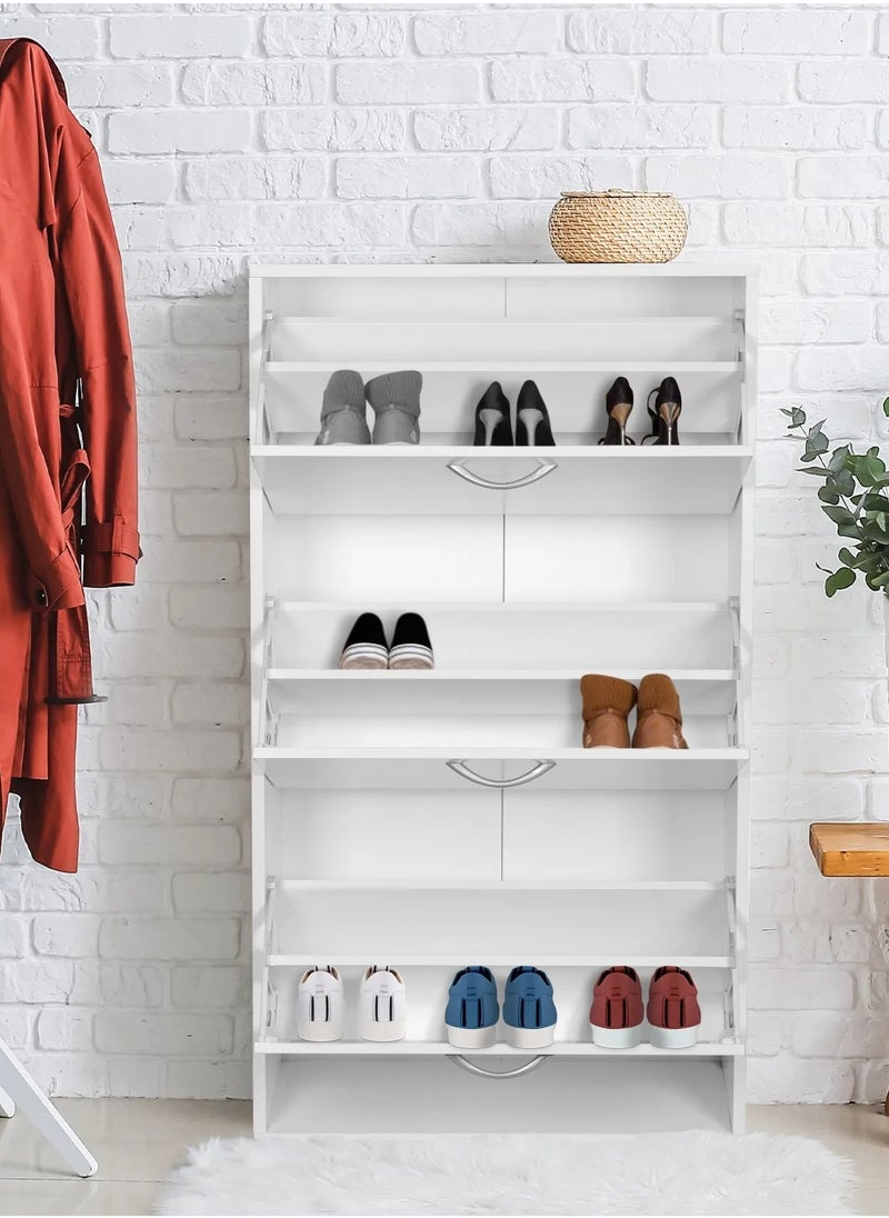 Roman Gifts - 3 Drawer Shoe Cabinet Cupboard Shoe Storage Organiser Pull Down Wooden Furniture Unit - Image 1