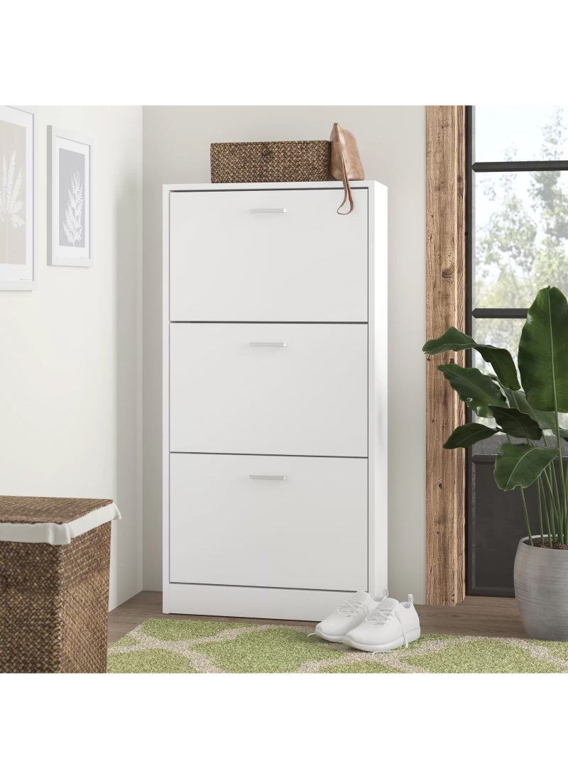 Roman Gifts - 3 Drawer Shoe Cabinet Cupboard Shoe Storage Organiser Pull Down Wooden Furniture Unit - Image 1