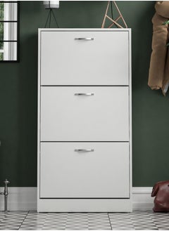 Roman Gifts 3 Drawer Shoe Cabinet Cupboard Shoe Storage Organiser Pull Down Wooden Furniture Unit  - Image 1