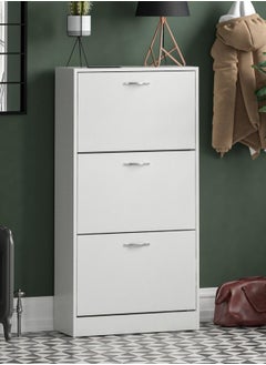 Roman Gifts 3 Drawer Shoe Cabinet Cupboard Shoe Storage Organiser Pull Down Wooden Furniture Unit  - Image 2