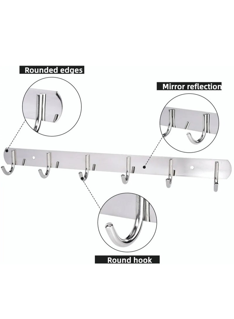 Stainless Steel Hooks Wall Mount Coat Hook Towel Coat Hat Door Hanger Rack silver 2 Pieces  - Image 3