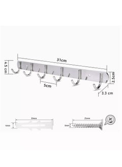 Generic Stainless Steel Hooks Wall Mount Coat Hook Towel Coat Hat Door Hanger Rack silver 2 Pieces  - Image 2