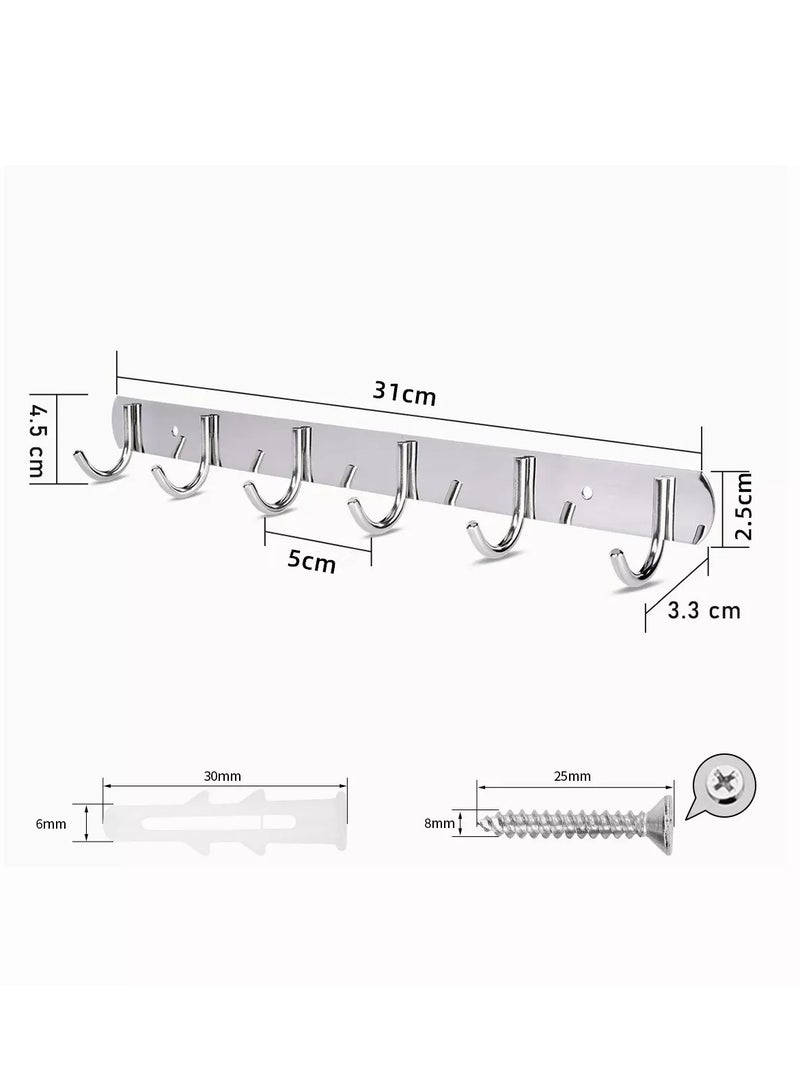 Stainless Steel Hooks Wall Mount Coat Hook Towel Coat Hat Door Hanger Rack silver 2 Pieces  - Image 2
