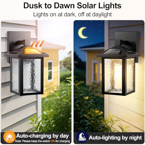 BesLowe Solar Wall Lights Outdoor Aluminum Dusk to Dawn LED Porch Light 3000K5000K Adjustable Wireless Exterior Lighting Fixtures Solar Wall Lantern Sconce Light for Outside Garage 2Pack - Image 3