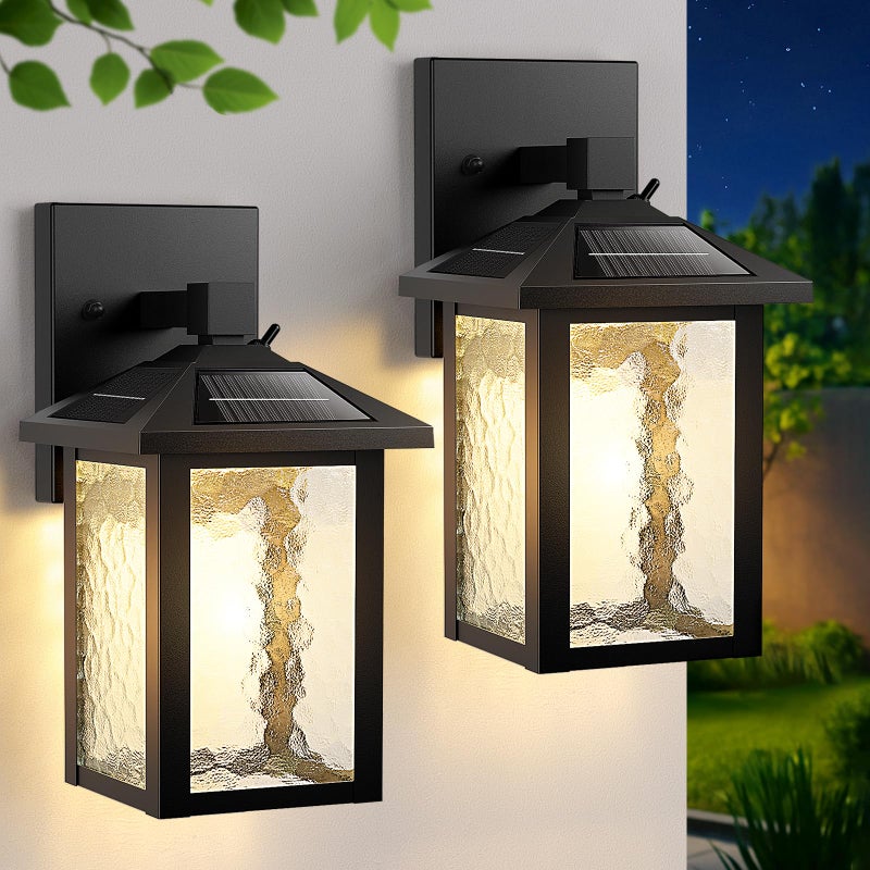 BesLowe Solar Wall Lights Outdoor Aluminum Dusk to Dawn LED Porch Light 3000K5000K Adjustable Wireless Exterior Lighting Fixtures Solar Wall Lantern Sconce Light for Outside Garage 2Pack - Image 2