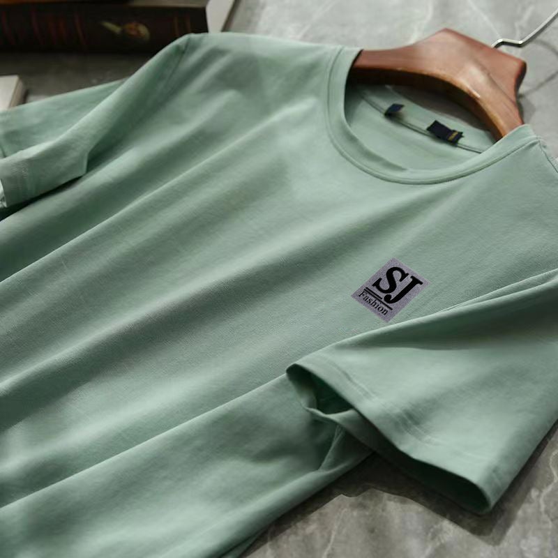 Pea Green Short-Sleeved Men'S Slim-Fit Slimming All-Match Inner T-Shirt Top All-Match Men'S Wear - Image 4