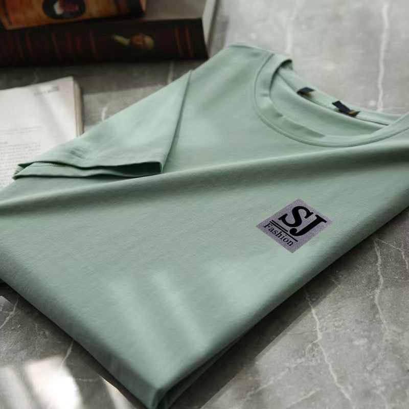 Pea Green Short-Sleeved Men'S Slim-Fit Slimming All-Match Inner T-Shirt Top All-Match Men'S Wear - Image 3