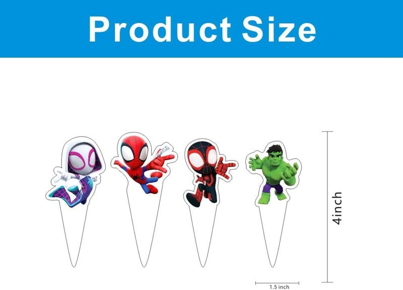 ARHAVI 30-Piece Spider and Friends Cake Decorations with Cupcake Toppers - Birthday Party Supplies for  Kids - Image 4