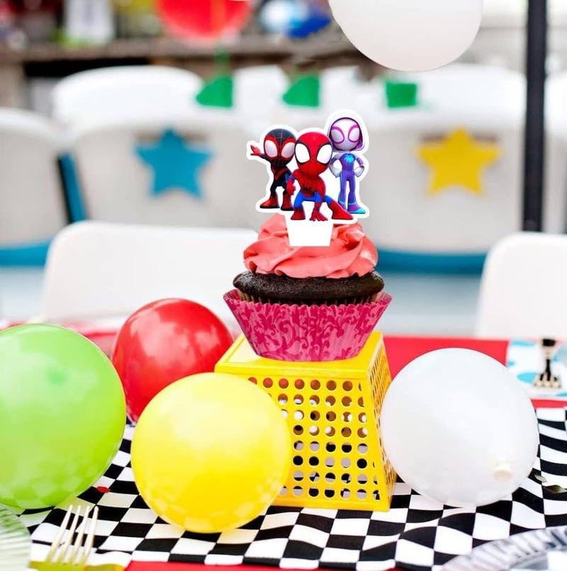ARHAVI 30-Piece Spider and Friends Cake Decorations with Cupcake Toppers - Birthday Party Supplies for  Kids - Image 5