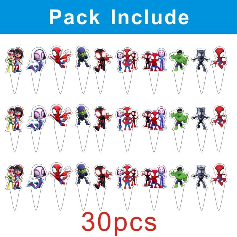 ARHAVI 30-Piece Spider and Friends Cake Decorations with Cupcake Toppers - Birthday Party Supplies for  Kids - Image 3