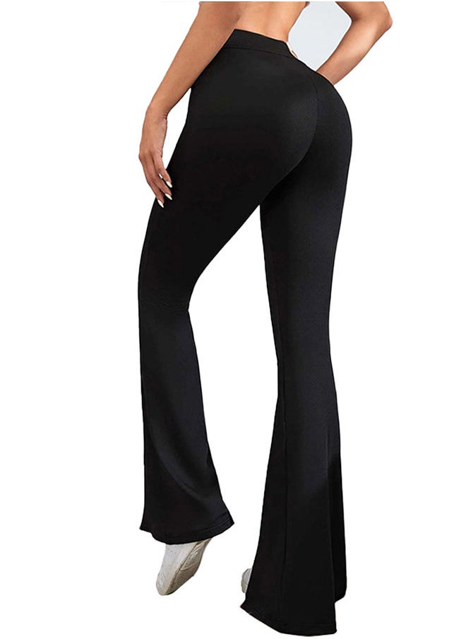 Nileton Sport Leggings Flare Leg – Split Leg – Yoga Pants – Black  - Image 2