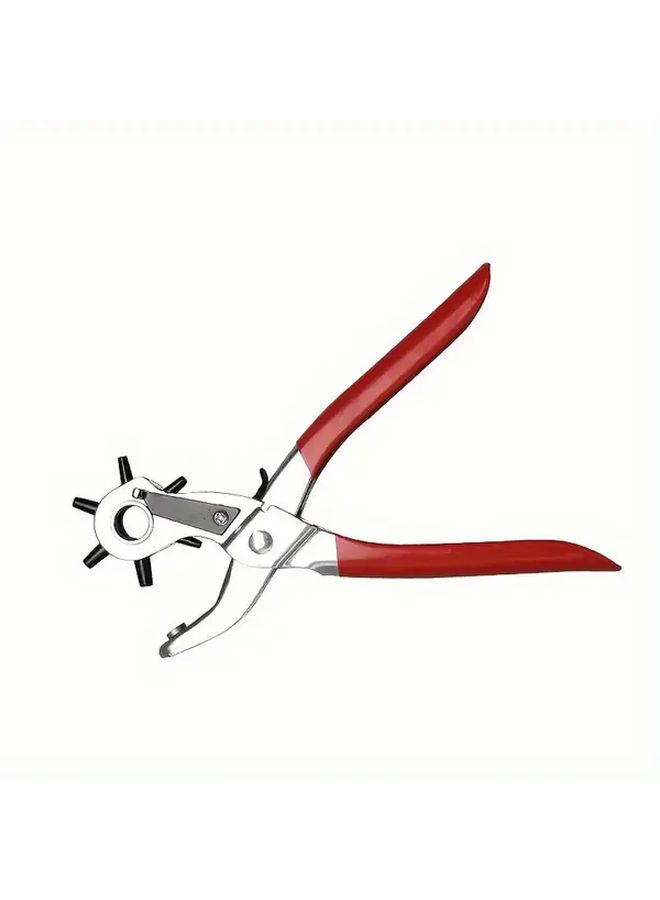 قطعة واحدة من أداة ثقب الجلد الصناعي المريحة، مقبض أحمر، طرف معدني، أداة دقيقة للحزام والأحزمة والحقائب اليدوية - Image 2