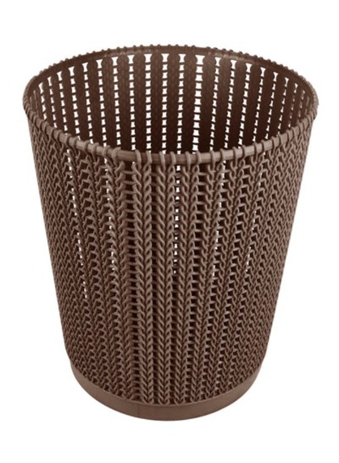 Palm round office basket, brown with crescent and silver star, 6221999348124B