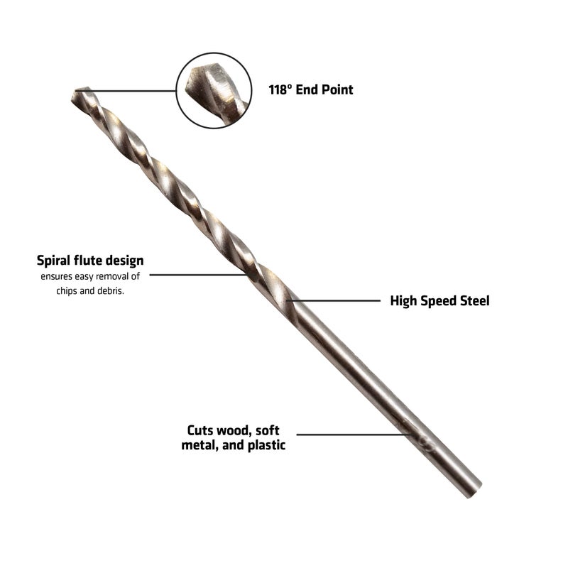 Century Drill & Tool 11431 Wire Gauge Drill Bit, No. 31, Premium High-Speed Steel, Precision Ground Tips, Use in Metal, Wood, and Plastic, Drill Exact Size Holes, Ideal for Tapping - Image 4