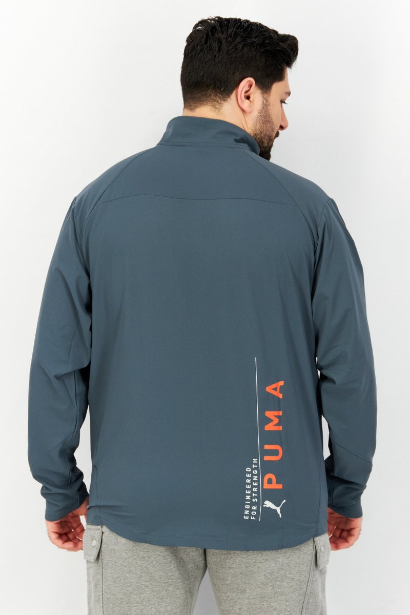 PUMA جاكيتات رياضية للرجال بأكمام طويلة مع شعار العلامة التجارية، مجموعة رمادية - Image 3