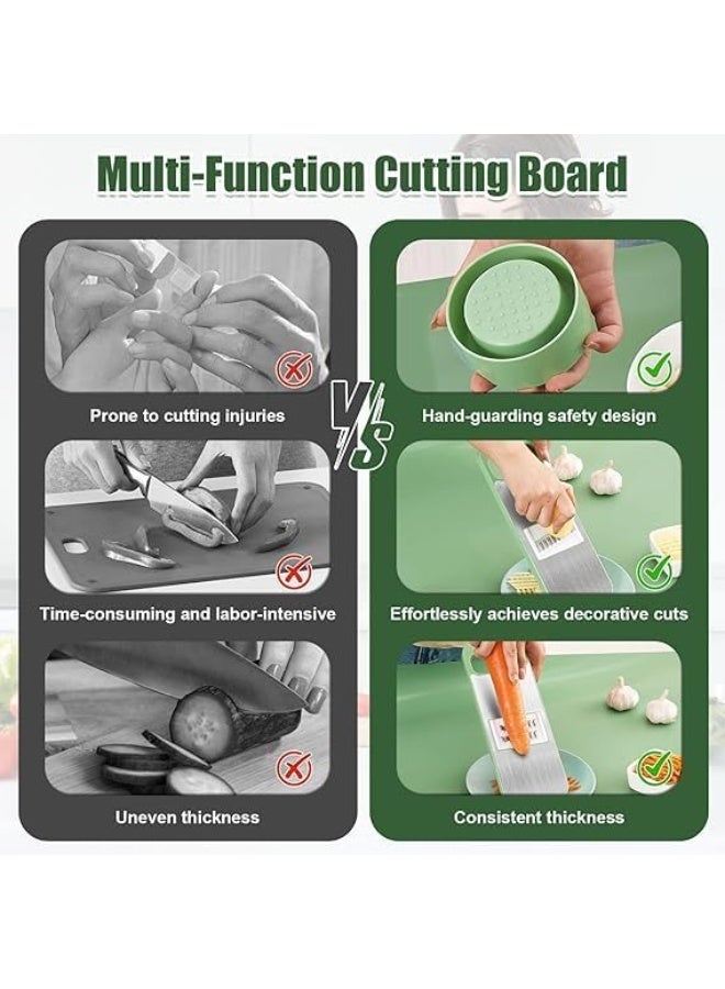 مجموعة مبشرة ومقطعة خضراوات متعددة الاستخدامات 5 في 1 بشفرات قابلة للتبديل من الفولاذ المقاوم للصدأ مع حامل أمان وحاوية تخزين - قطاعة طعام يدوية للخضراوات والفواكه والجبن وغيرها - Image 5