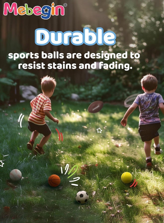 MEBEGIN 5PCS Foam Balls Set with Mesh Bag, Complete Ball Toys Set with Soccer, Basketball, Football, Baseball, and Tennis, Soft Indoor and Outdoor Toys, Ideal Gift for Kids - Image 5